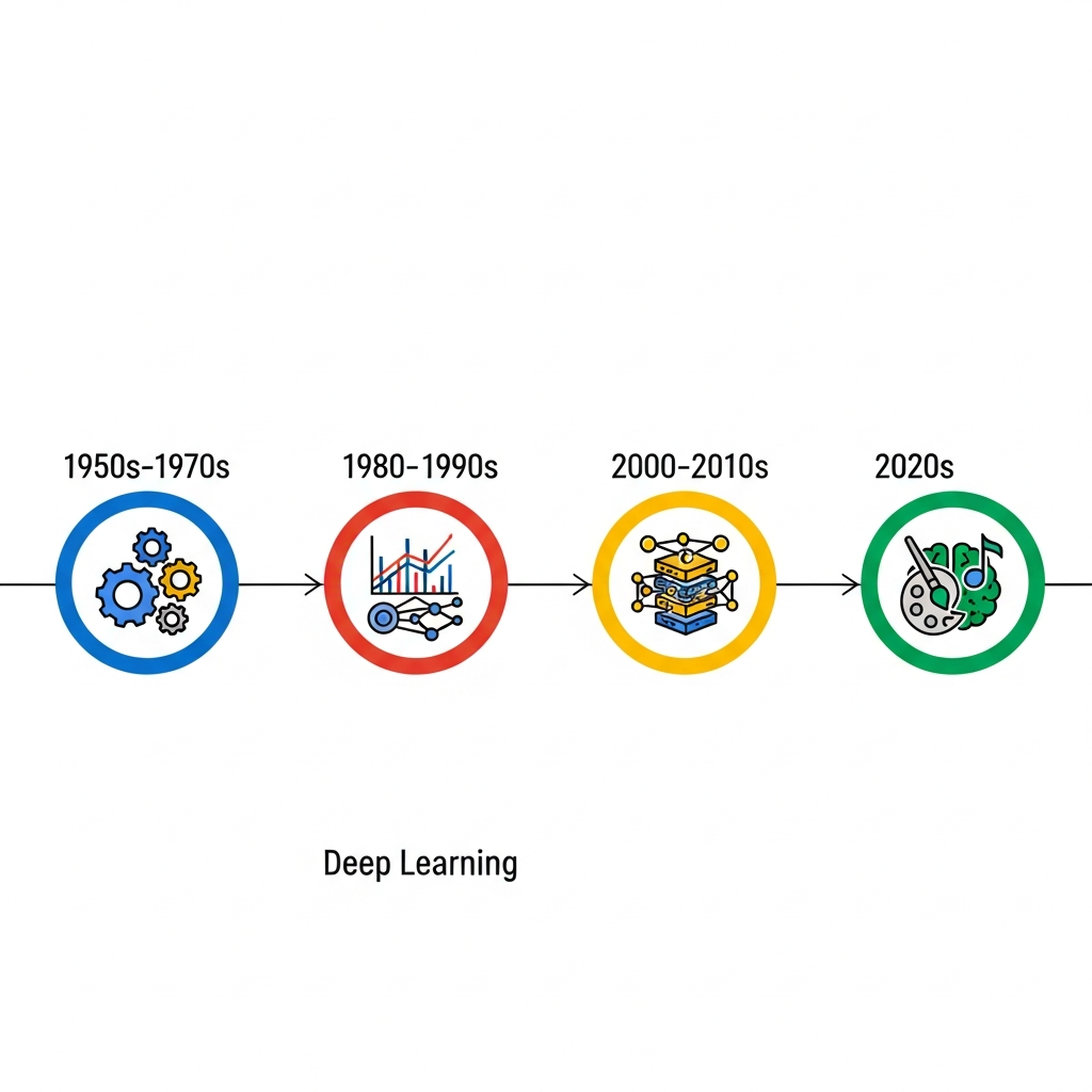 AI の進化の歴史タイムライン図