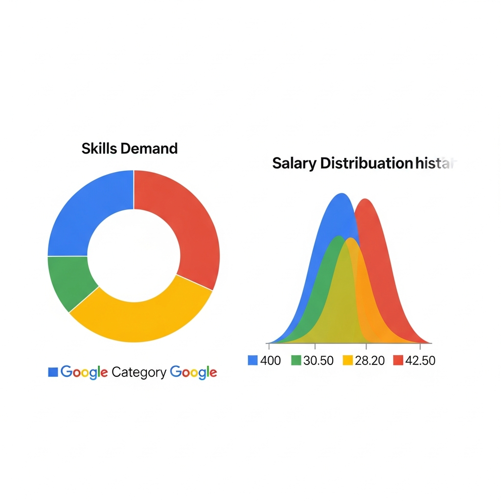 スキル需要の円グラフ / 給与分布ヒストグラム