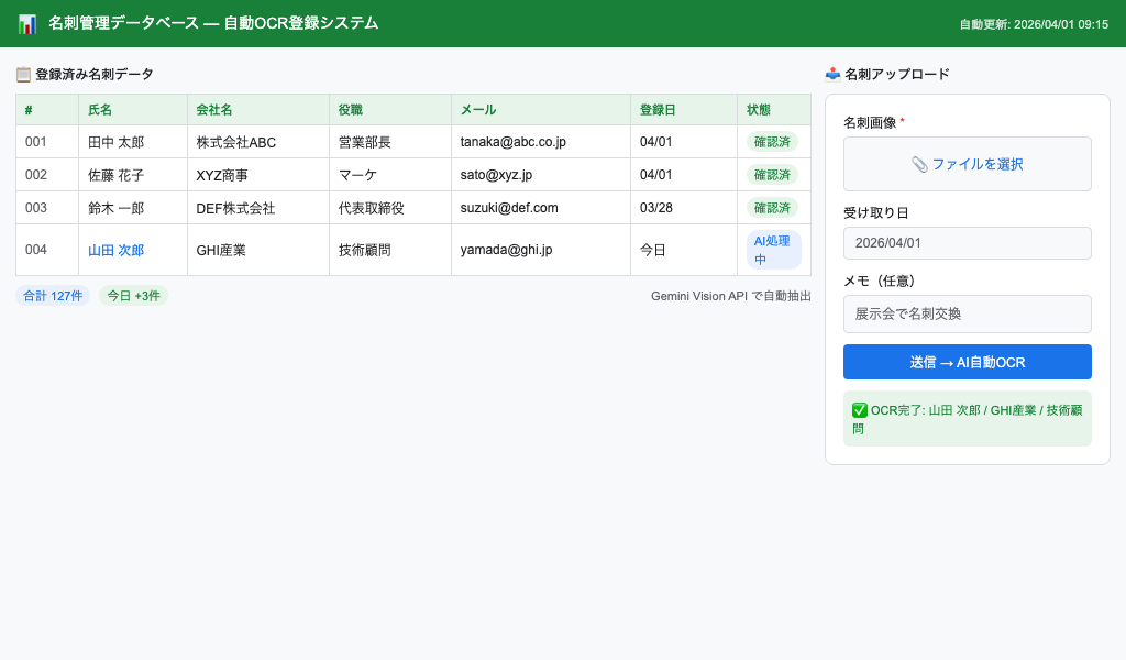 名刺管理OCRアプリ完成イメージ